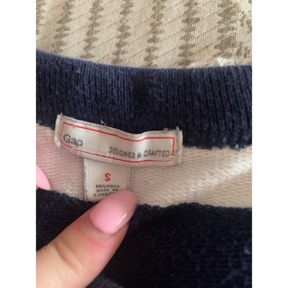 Blue and White Striped Gap Jersey Crewneck - Picture 3 of 5